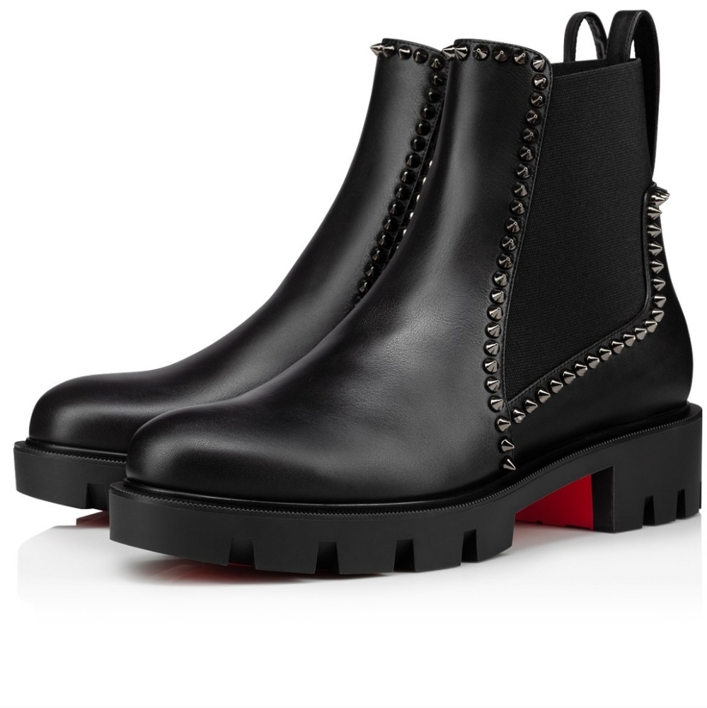 Christian Louboutin Black Studded Ankle Boots